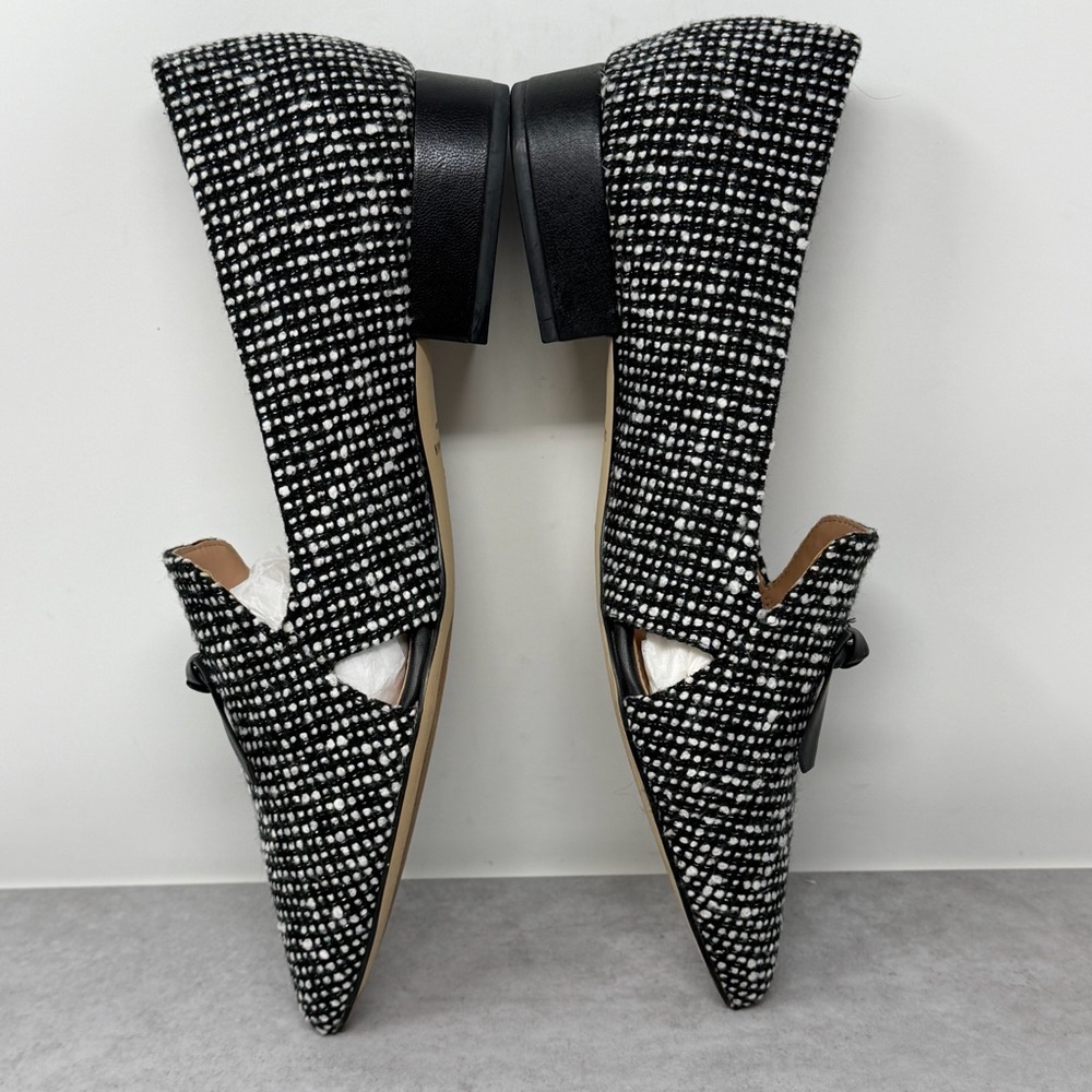 Cole Haan Viola Black & White Tweed Pointed Toe Skimmers/Loafers Size 9B - Picture 7 of 11